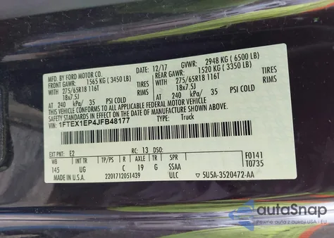 2018 Ford F-150 Xlt from USA, damaged, VIN 1FTEX1EP4JFB48177